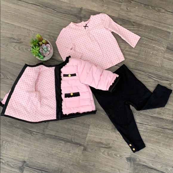 🖤NWOT Pink & Black Set - Coat, Top & Leggings - Picture 1 of 5